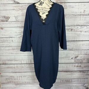 Amaryllis‎ Dress lace detail dark navy half sleeve size 2X midi dress